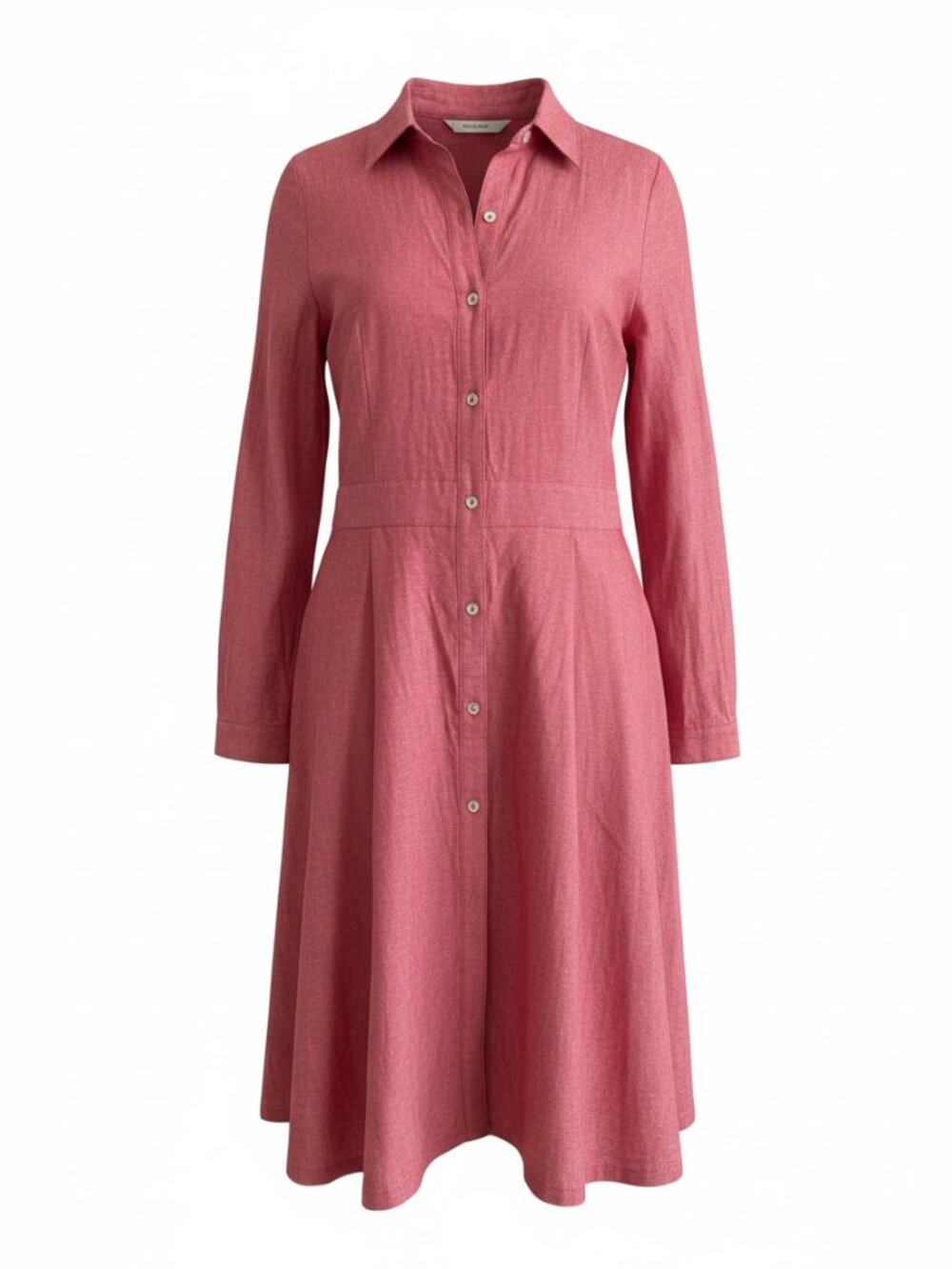 Jeffrey Banks NWT Red Cotton Chambray Button Front Midi Shirt Dress L